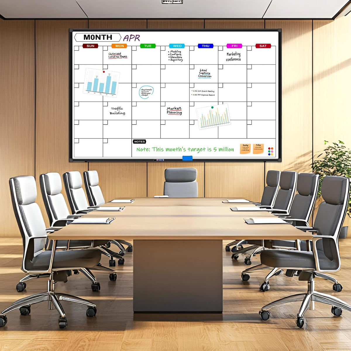 Dry Erase Calendar Whiteboard for Wall 36" x 24"