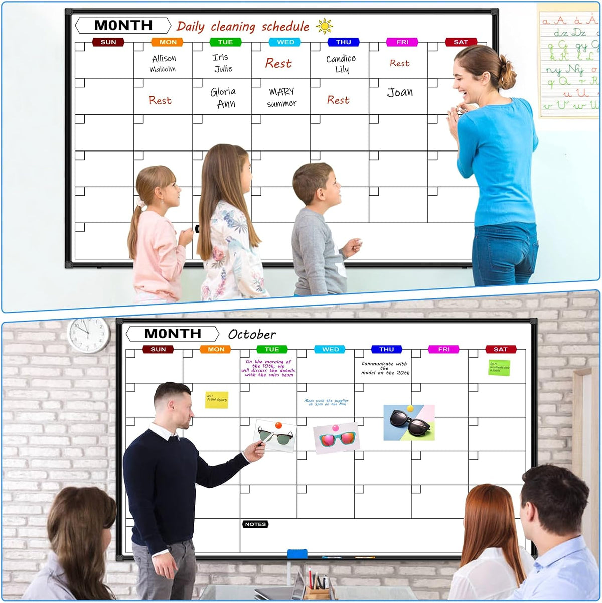 Dry Erase Calendar Whiteboard for Wall 36" x 24"