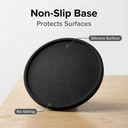 Absorbent Coasters for Drinks with Holder - 6packs, Silicone Coaster with Soft Felt Insert, Black (Coasters with Holder, Black)