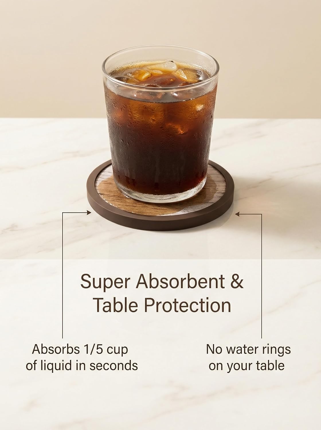 Absorbent Coasters for Drinks with Holder - 6packs, Silicone Coaster with Soft Felt Insert, Black (Coasters with Holder, Black)