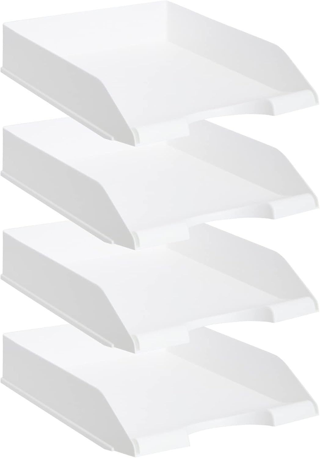 Rectangular Letter Trays - Paper Trays for Classroom - Desktop Paper Organizer & File Holder - Document Organizer for Desk Storage - Pack of 4, White, 10 x 13.5 x 2.5 in