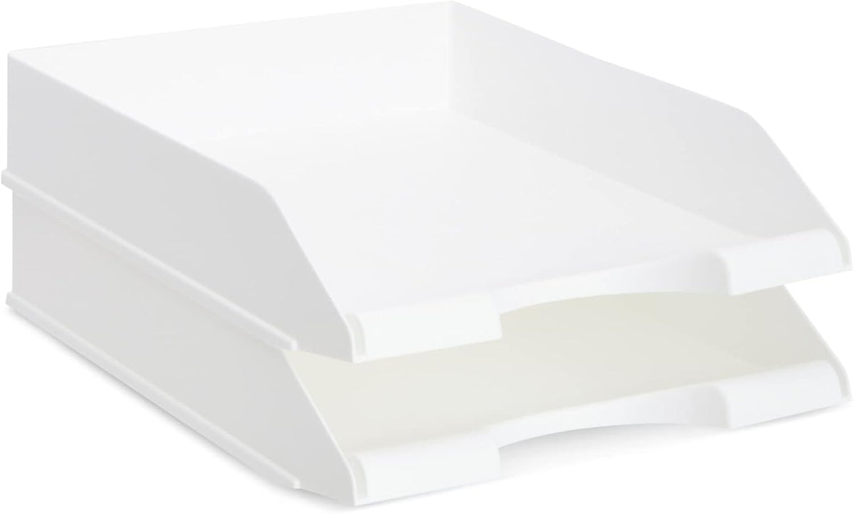 Rectangular Letter Trays - Paper Trays for Classroom - Desktop Paper Organizer & File Holder - Document Organizer for Desk Storage - Pack of 4, White, 10 x 13.5 x 2.5 in