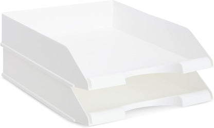 Rectangular Letter Trays - Paper Trays for Classroom - Desktop Paper Organizer & File Holder - Document Organizer for Desk Storage - Pack of 4, White, 10 x 13.5 x 2.5 in
