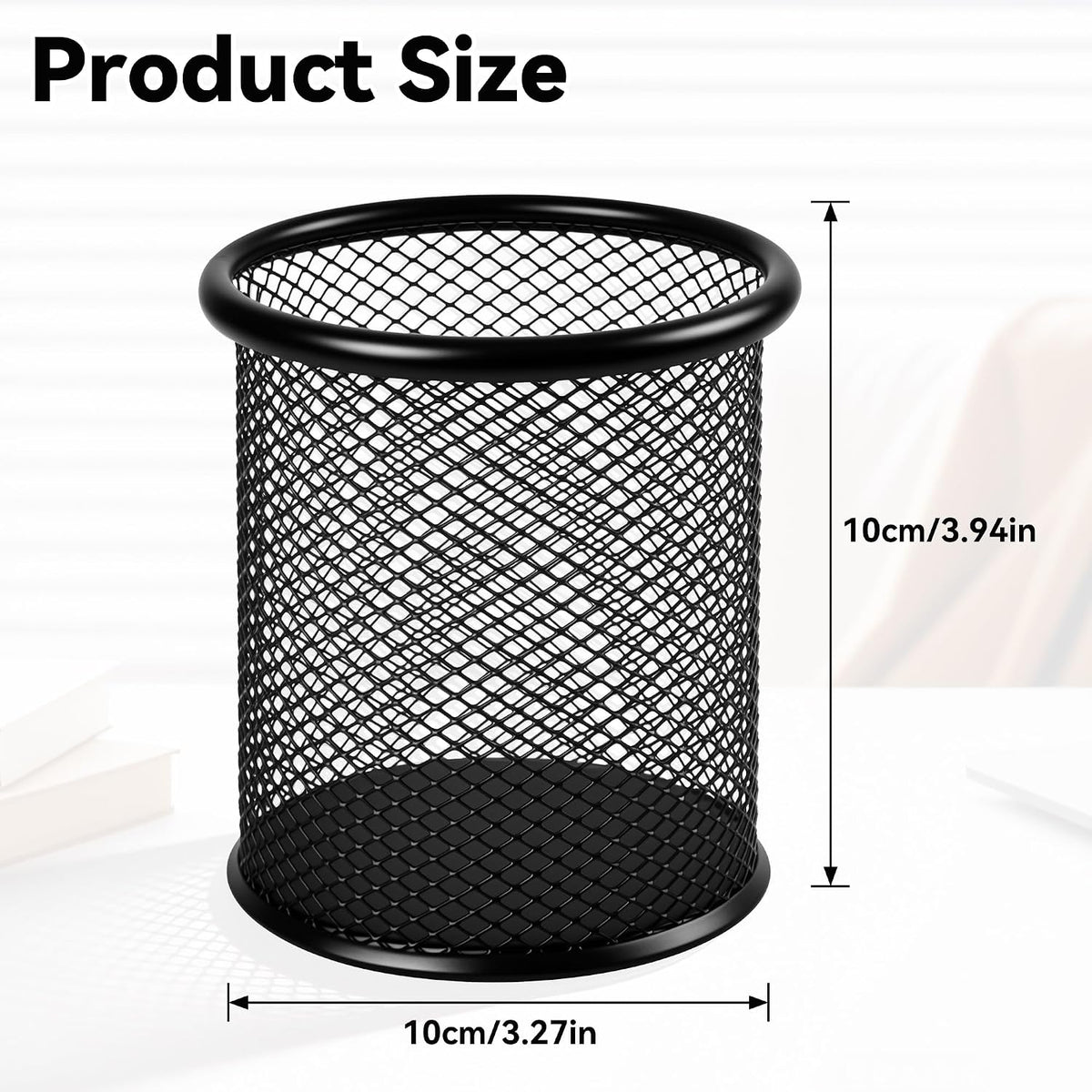 Black Pen Holder Cup for Desk ，Modern Wire Mesh Pencil Cup Holder, Durable Office Pen Organizer for Desk, Home & Office