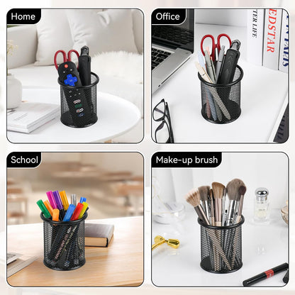 Black Pen Holder Cup for Desk ，Modern Wire Mesh Pencil Cup Holder, Durable Office Pen Organizer for Desk, Home & Office