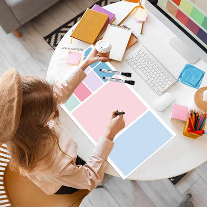 Dry Erase Desk Mat, Large Mouse Pad, Erasable Writing White Board for Making Plans, Self Adhesive Desktop Protector with 2 Wet Erase Markers & 1 Eraser for Home Office School 36"x16" (Pink Blue)