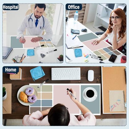Dry Erase Desk Mat, Large Mouse Pad, Erasable Writing White Board for Making Plans, Self Adhesive Desktop Protector with 2 Wet Erase Markers & 1 Eraser for Home Office School 36"x16" (Pink Blue)