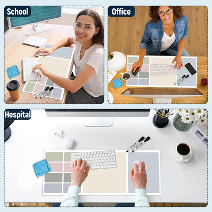 Dry Erase Desk Mat, Large Mouse Pad, Erasable Writing White Board for Making Plans, Self Adhesive Desktop Protector with 2 Wet Erase Markers & 1 Eraser for Home Office School 36"x16" (Pink Blue)