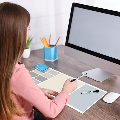 Dry Erase Desk Mat, Large Mouse Pad, Erasable Writing White Board for Making Plans, Self Adhesive Desktop Protector with 2 Wet Erase Markers & 1 Eraser for Home Office School 36"x16" (Pink Blue)