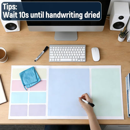 Dry Erase Desk Mat, Large Mouse Pad, Erasable Writing White Board for Making Plans, Self Adhesive Desktop Protector with 2 Wet Erase Markers & 1 Eraser for Home Office School 36"x16" (Pink Blue)
