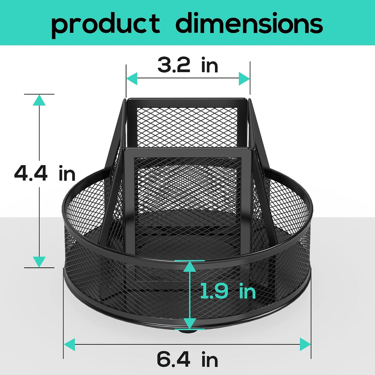 360°Rotating Mesh Desk Organizer & Pen Holder - Black