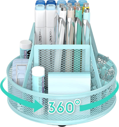 360°Rotating Mesh Desk Organizer & Pen Holder - Black