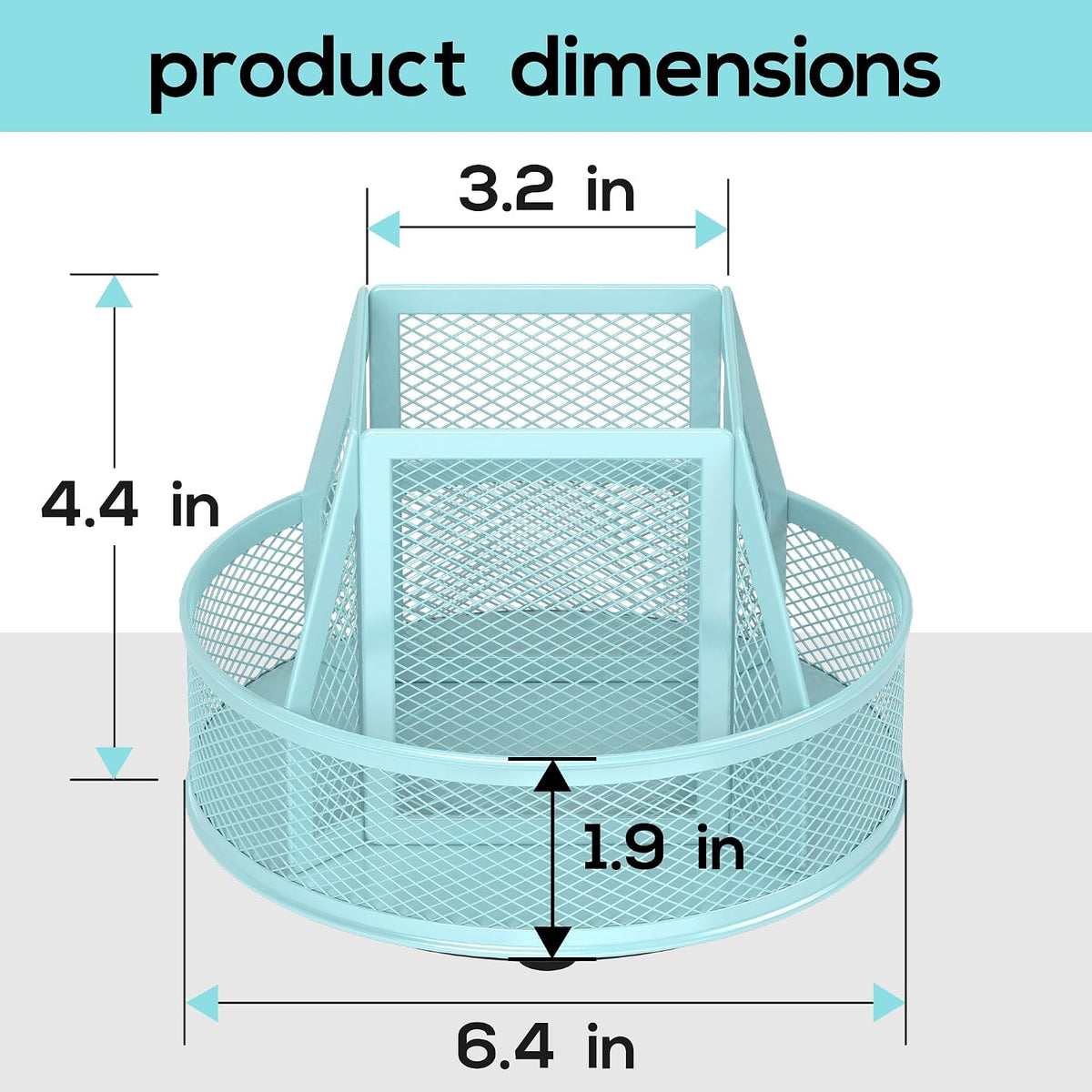 360°Rotating Mesh Desk Organizer & Pen Holder - Black