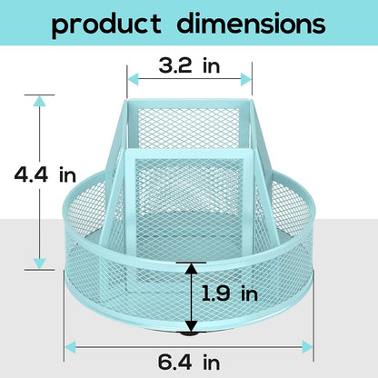 360°Rotating Mesh Desk Organizer & Pen Holder - Black