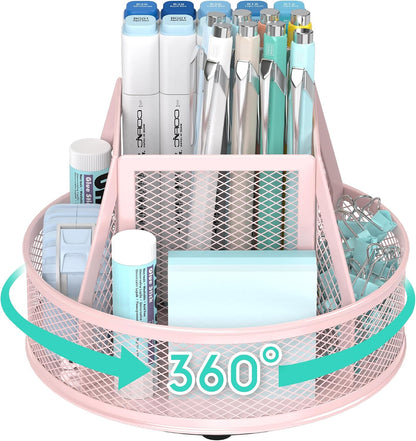 360°Rotating Mesh Desk Organizer & Pen Holder - Black