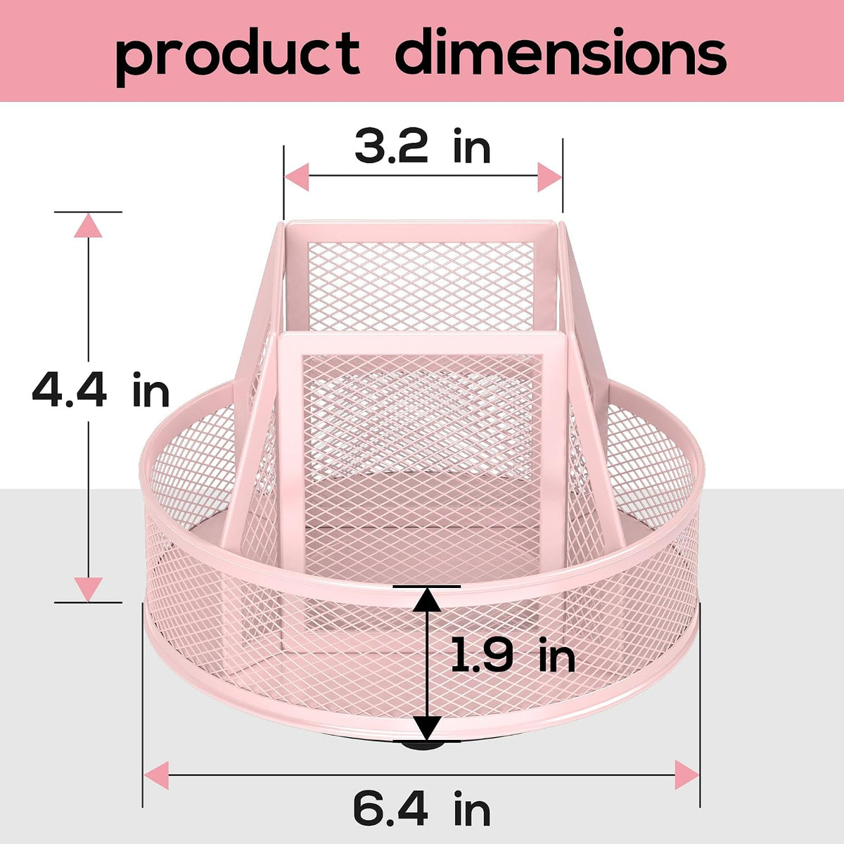 360°Rotating Mesh Desk Organizer & Pen Holder - Black
