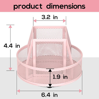 360°Rotating Mesh Desk Organizer & Pen Holder - Black
