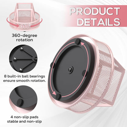 360°Rotating Mesh Desk Organizer & Pen Holder - Black