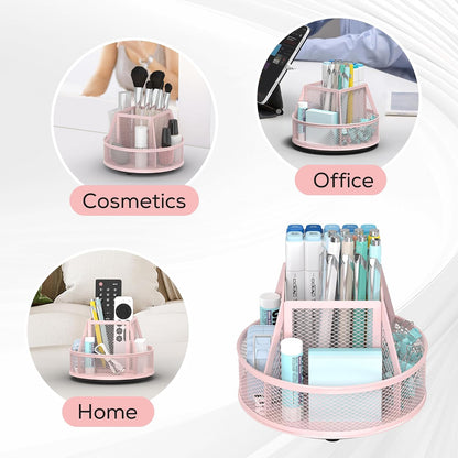 360°Rotating Mesh Desk Organizer & Pen Holder - Black