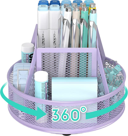 360°Rotating Mesh Desk Organizer & Pen Holder - Black
