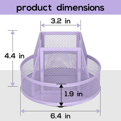 360°Rotating Mesh Desk Organizer & Pen Holder - Black