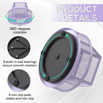 360°Rotating Mesh Desk Organizer & Pen Holder - Black