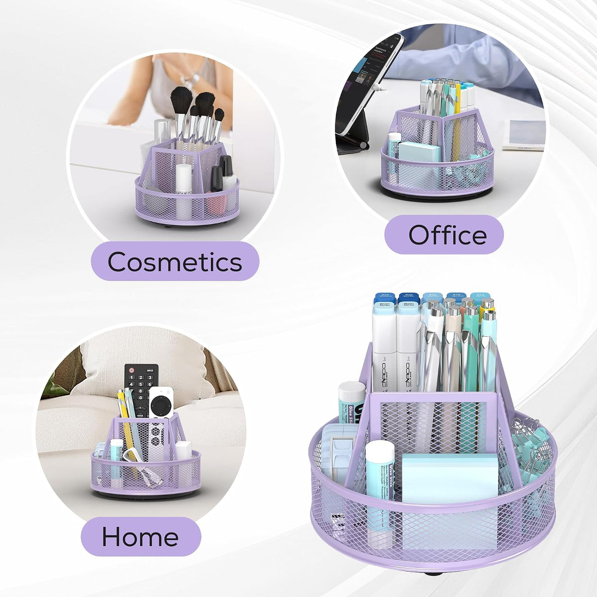 360°Rotating Mesh Desk Organizer & Pen Holder - Black