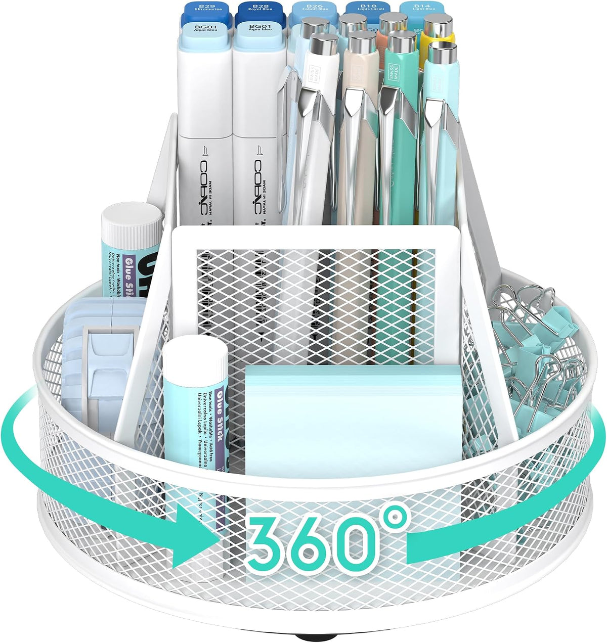 360°Rotating Mesh Desk Organizer & Pen Holder - Black