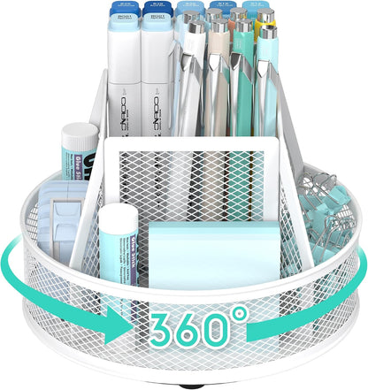 360°Rotating Mesh Desk Organizer & Pen Holder - Black
