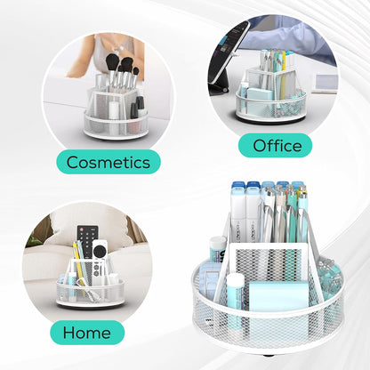 360°Rotating Mesh Desk Organizer & Pen Holder - Black