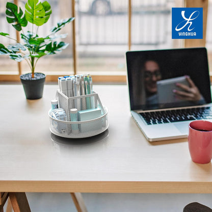 360°Rotating Mesh Desk Organizer & Pen Holder - Black