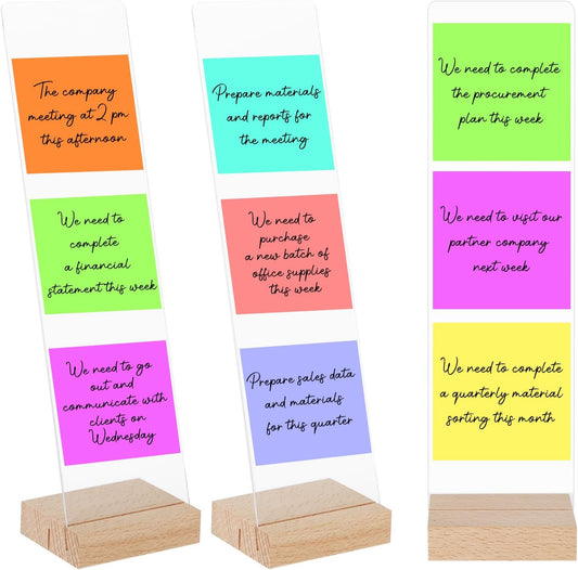 3PCS Monitor Memo Board Acrylic Detachable Sticky Note Holder for Computer Screen Clear Multifunction Portable Memo Message Board Holder Office Desk Accessories Desktop Organization