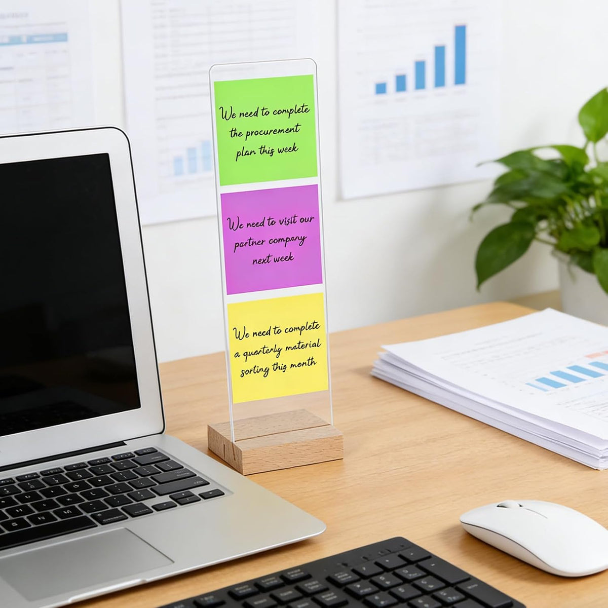 3PCS Monitor Memo Board Acrylic Detachable Sticky Note Holder for Computer Screen Clear Multifunction Portable Memo Message Board Holder Office Desk Accessories Desktop Organization