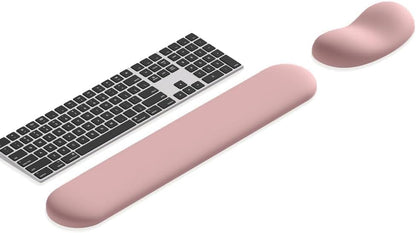 Ergonomic Wrist Rest Set for Keyboard and Mouse | Cooling Gel & Slow-Rebound Memory Foam Palm Support Pad | Luxe Leather, Minimalist, Non-Slip PU Base for Office, Laptop & Gaming (02Black)