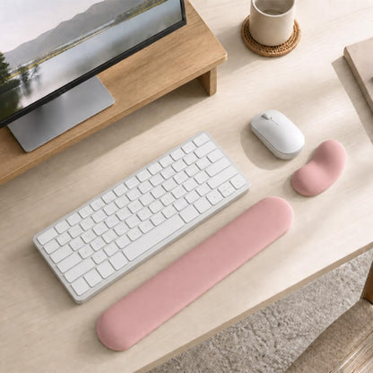 Ergonomic Wrist Rest Set for Keyboard and Mouse | Cooling Gel & Slow-Rebound Memory Foam Palm Support Pad | Luxe Leather, Minimalist, Non-Slip PU Base for Office, Laptop & Gaming (02Black)