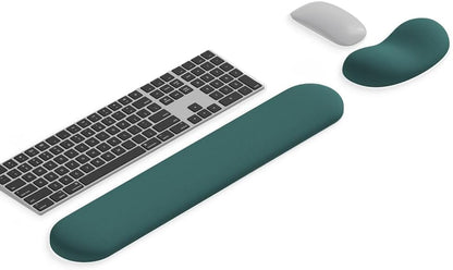 Ergonomic Wrist Rest Set for Keyboard and Mouse | Cooling Gel & Slow-Rebound Memory Foam Palm Support Pad | Luxe Leather, Minimalist, Non-Slip PU Base for Office, Laptop & Gaming (02Black)