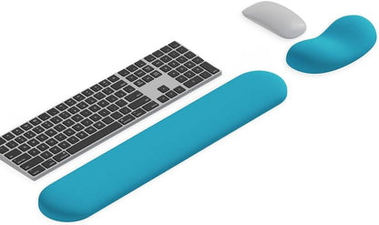 Ergonomic Wrist Rest Set for Keyboard and Mouse | Cooling Gel & Slow-Rebound Memory Foam Palm Support Pad | Luxe Leather, Minimalist, Non-Slip PU Base for Office, Laptop & Gaming (02Black)