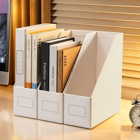 White Magazine File Holders，3 Packs Cardboard File Rack, Folder Holder