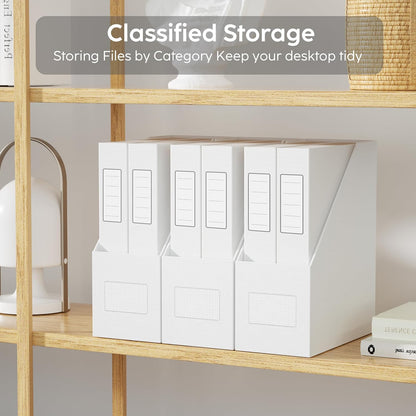 White Magazine File Holders，3 Packs Cardboard File Rack, Folder Holder