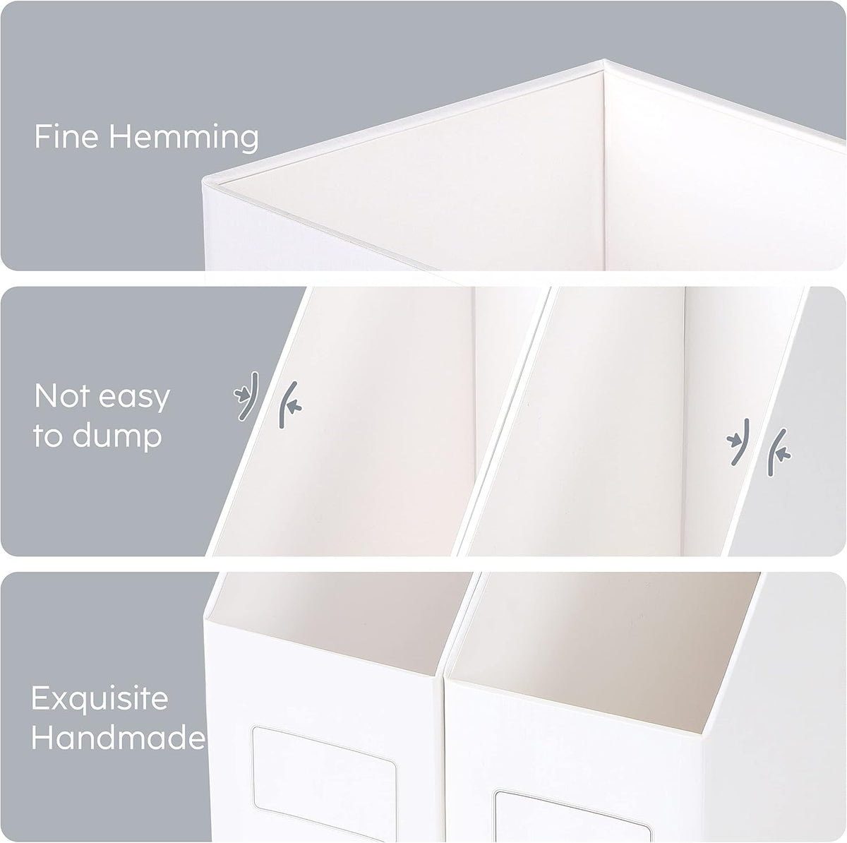 White Magazine File Holders，3 Packs Cardboard File Rack, Folder Holder