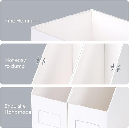 White Magazine File Holders，3 Packs Cardboard File Rack, Folder Holder