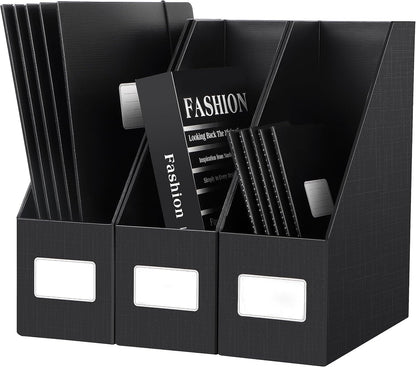 White Magazine File Holders，3 Packs Cardboard File Rack, Folder Holder