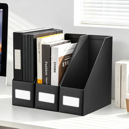 White Magazine File Holders，3 Packs Cardboard File Rack, Folder Holder