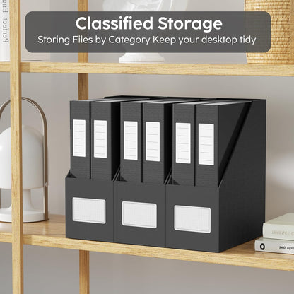 White Magazine File Holders，3 Packs Cardboard File Rack, Folder Holder