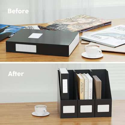 White Magazine File Holders，3 Packs Cardboard File Rack, Folder Holder