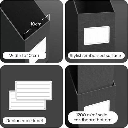 White Magazine File Holders，3 Packs Cardboard File Rack, Folder Holder