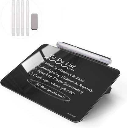 TSJ OFFICE Small Desktop Whiteboard - Glass Dry Erase Board 8 X 6 Inches Tabletop Easel Whiteboard with Stand, Desk Board Buddy for Artist, Teacher and Student