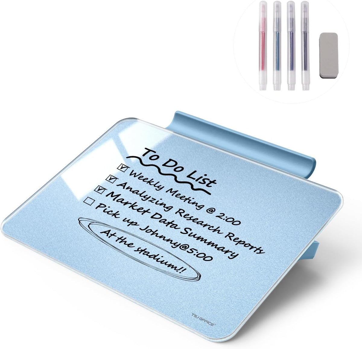 TSJ OFFICE Small Desktop Whiteboard - Glass Dry Erase Board 8 X 6 Inches Tabletop Easel Whiteboard with Stand, Desk Board Buddy for Artist, Teacher and Student