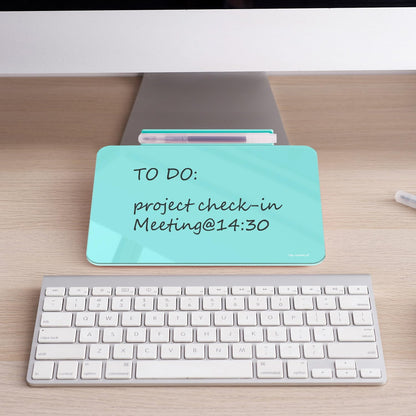 TSJ OFFICE Small Desktop Whiteboard - Glass Dry Erase Board 8 X 6 Inches Tabletop Easel Whiteboard with Stand, Desk Board Buddy for Artist, Teacher and Student