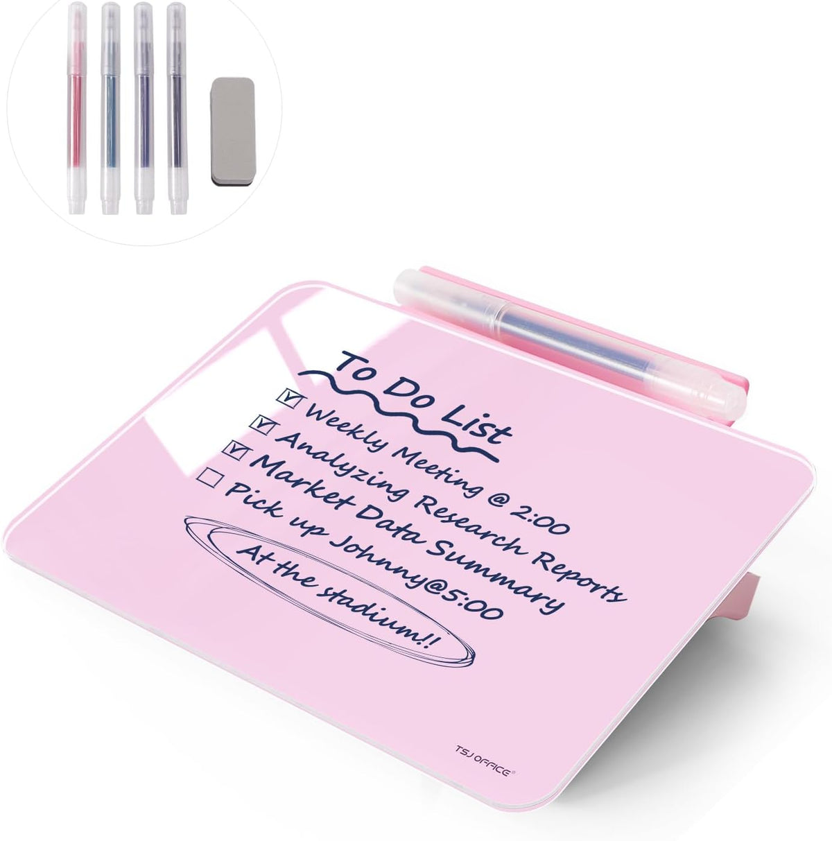 TSJ OFFICE Small Desktop Whiteboard - Glass Dry Erase Board 8 X 6 Inches Tabletop Easel Whiteboard with Stand, Desk Board Buddy for Artist, Teacher and Student